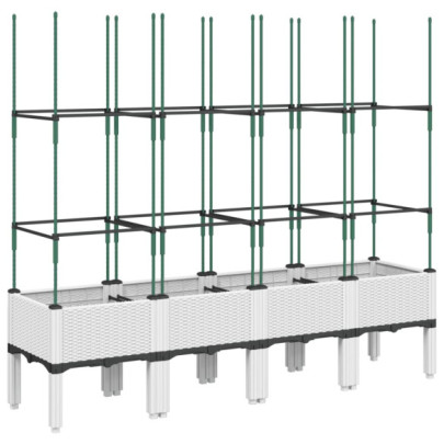 Jardinieră Grădină cu Spalier Alb - PP Durabil