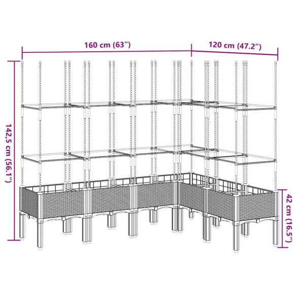 Jardinieră Grădină cu Spalier - Maro - 160x120x142,5 cm - PP