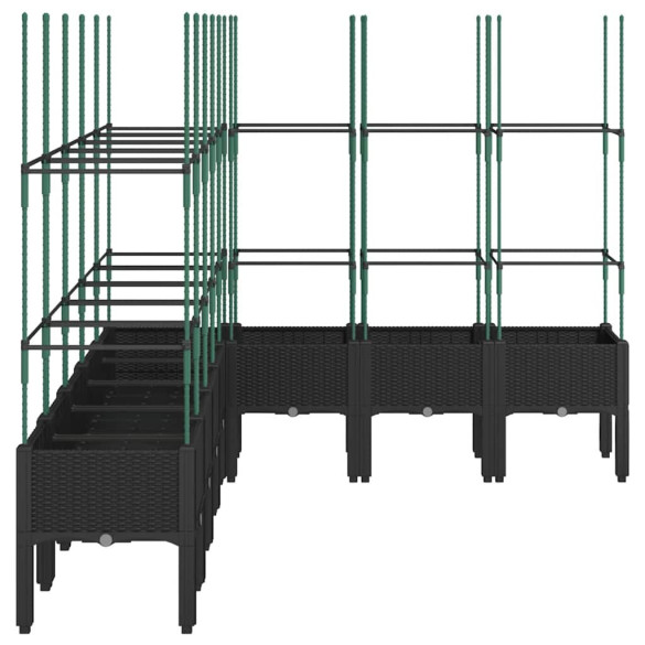 Jardinieră Grădină cu Spalier Negru - PP - 200x160x142,5 cm