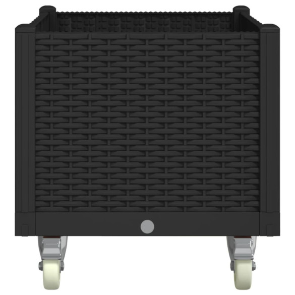 Jardinieră Grădină cu Roți și Spalier - Negru 80x50x54 cm