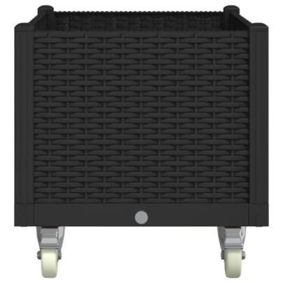 Jardinieră Grădină cu Roți și Spalier - Negru 80x50x54 cm