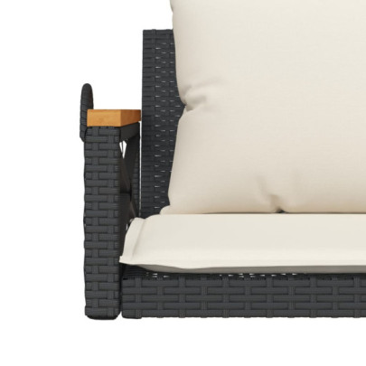 Bancă Balansoar cu Perne Negru Poliratan - Livrare Gratuită