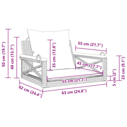 Bancă Balansoar Exterior - Negru, Poliratan - Livrare Gratuită