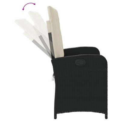 Bancă Rabatabilă Grădină Negru Poliratan - Livrare Gratuită