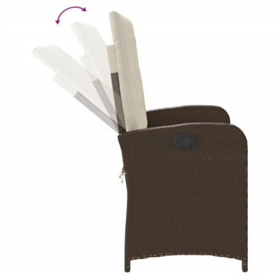 Bancă Rabatabilă Grădină cu Perne - Maro, Poliratan | Livrare Gratuită