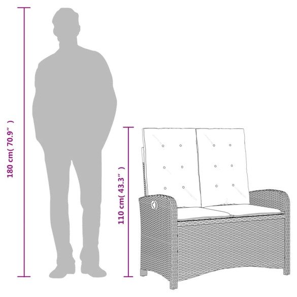 Bancă Rabatabilă de Grădină cu Perne - Gri, Poliratan | Comandă Acum