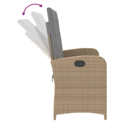 Bancă Grădină Rabatabilă cu Perne, Bej, Poliratan | Livrare Gratuită