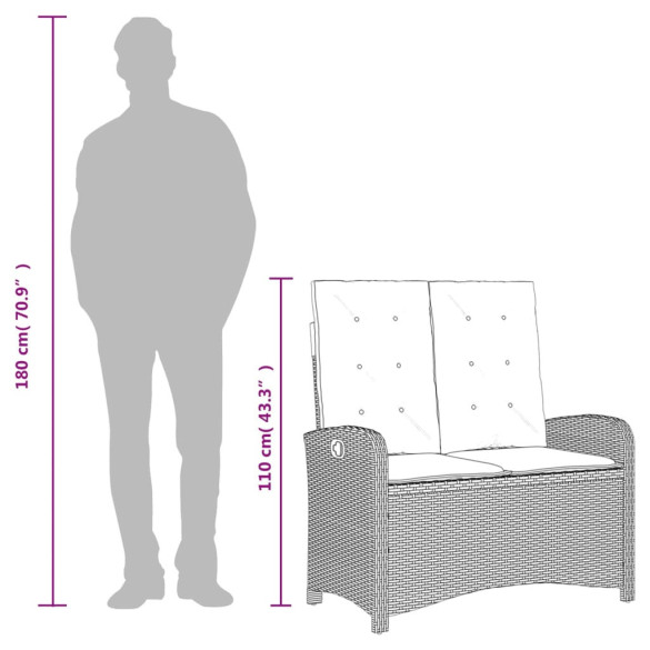 Bancă Grădină Rabatabilă cu Perne, Bej, Poliratan | Livrare Gratuită