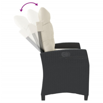 Bancă Grădină Rabatabilă Negru Poliratan - Livrare Gratuită