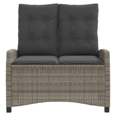 Bancă Rabatabilă Grădină cu Perne - Poliratan Gri - Comandă Acum