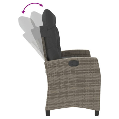 Bancă Rabatabilă Grădină cu Perne - Poliratan Gri - Comandă Acum