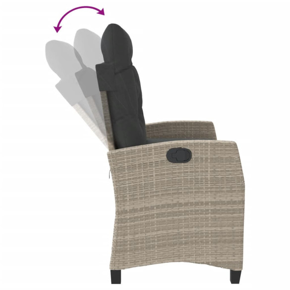 Bancă rabatabilă grădină cu perne - Poliratan gri - Comandă acum