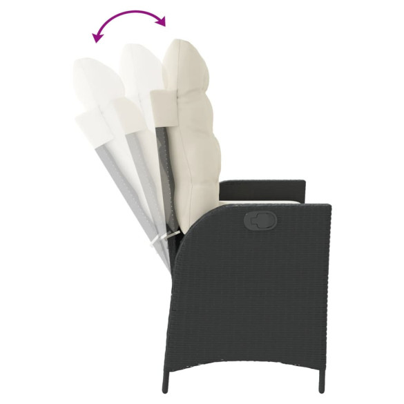 Bancă Grădină Rabatabilă Negru Poliratan | Livrare Gratuită