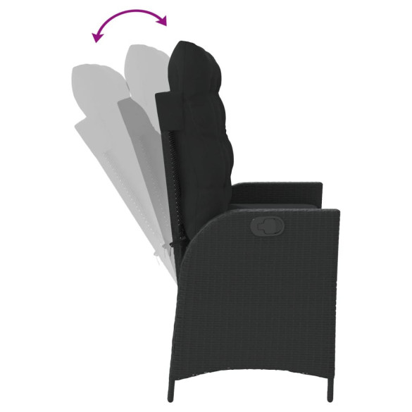 Bancă Grădină Rabatabilă Negru Poliratan - Comandă Online