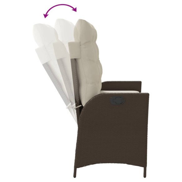 Bancă Grădină Rabatabilă cu Perne - Maro - Poliratan | Comandă Acum