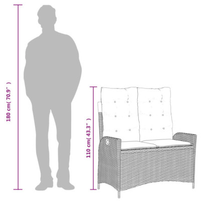 Bancă Rabatabilă Grădină cu Perne - Bej - Poliratan | Livrare Gratuită