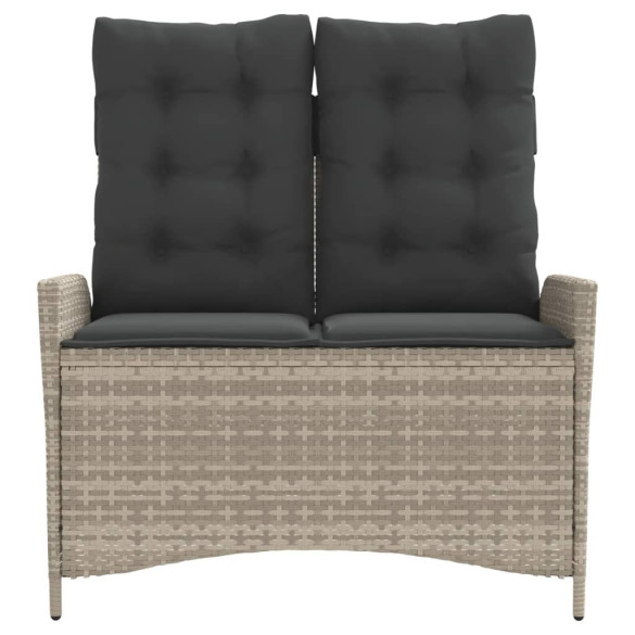 Bancă rabatabilă grădină cu perne - Poliratan gri - Livrare gratuită