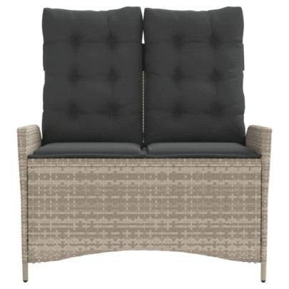 Bancă rabatabilă grădină cu perne - Poliratan gri - Livrare gratuită