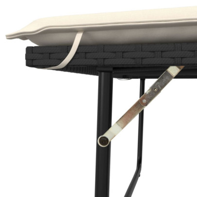 Bancă de grădină extensibilă cu perne - Negru | Livrare Gratuită
