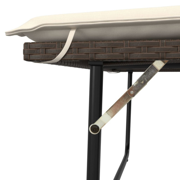 Bancă de grădină extensibilă cu perne - Poliratan - Maro