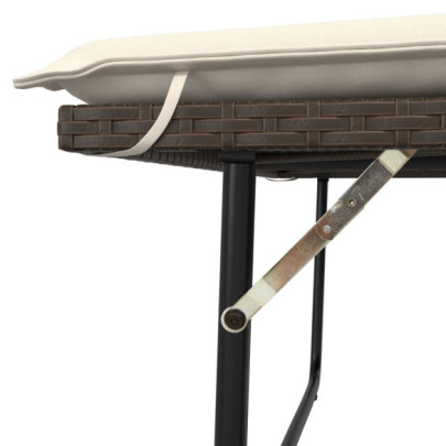 Bancă de grădină extensibilă cu perne - Poliratan - Maro