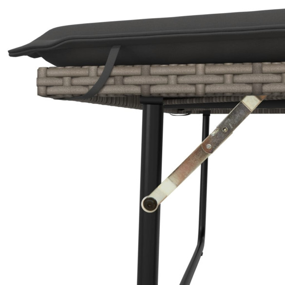 Bancă Grădină Extensibilă cu Taburet și Perne - Gri | Livrare Gratuită