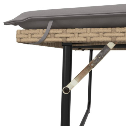 Bancă de grădină extensibilă cu perne și taburet - Bej