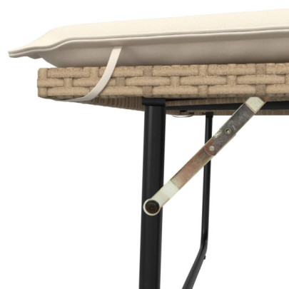Bancă de grădină extensibilă cu perne și taburet - Bej
