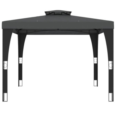 Foișor Gradină Acoperiș Dublu - Oțel Antracit - 3x3m