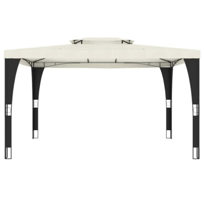 Foișor din Oțel cu Acoperiș Dublu - Crem - 3,98x2,98m