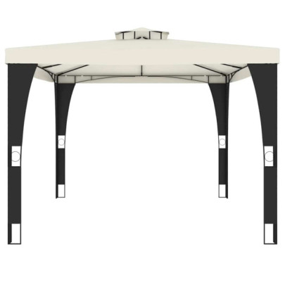 Foișor din Oțel cu Acoperiș Dublu - Crem - 3,98x2,98m