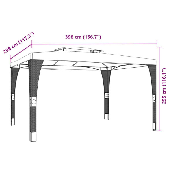 Foișor din Oțel cu Acoperiș Dublu - Crem - 3,98x2,98m Foișor din Oțel cu Acoperiș Dublu - Crem - 3,98x2,98m