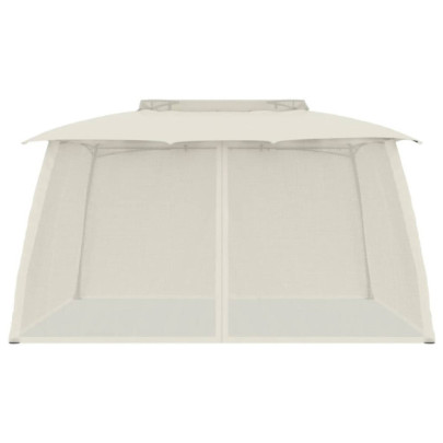 Foișor 3,93x2,93 m - Acoperiș Dublu, Pereți Plasă Crem