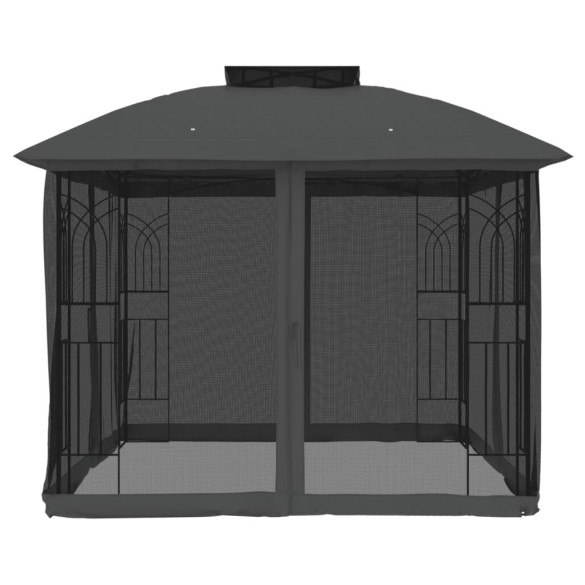 Foișor Oțel 3x3m cu Acoperiș Dublu și Plasă Protectie | Livrare Gratuită