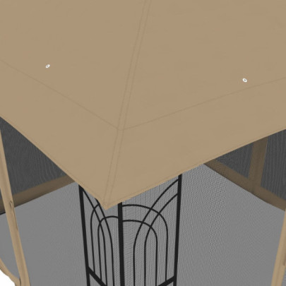 Foișor Grădină 3x3m Oțel - Acoperiș Dublu, Pereți Plasă