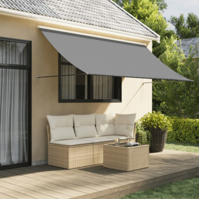 Copertină Retractabilă Antracit 300x150 cm - Textil și Oțel