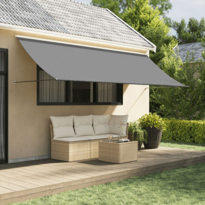 Copertină Retractabilă Antracit 350x150 cm - Textil și Oțel