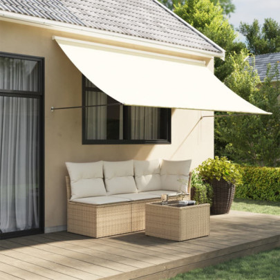 Copertină Retractabilă Crem 300x150 cm - Țesătură și Oțel