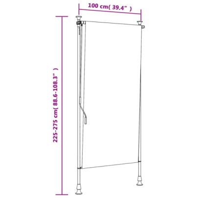 Jaluzea rulou exterior galben/alb 100x270 cm - Protectie UV