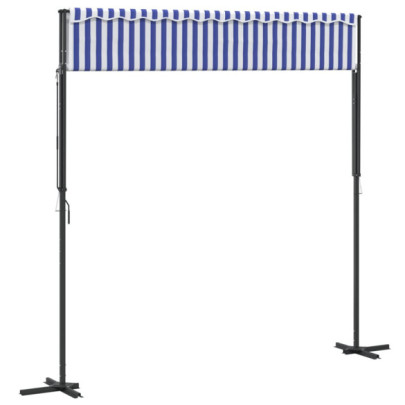 Copertină Independentă 300x300cm - Albastru/Alb - Oțel/Textil