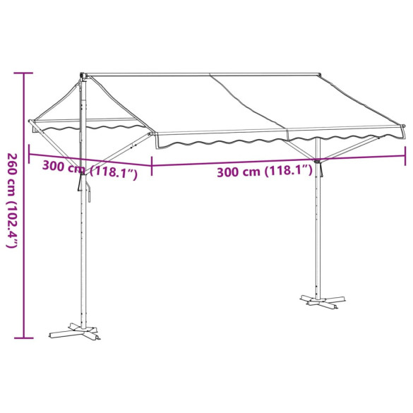 Copertină Independentă 300x300cm - Albastru/Alb - Oțel/Textil