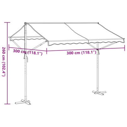 Copertină Independentă 300x300cm - Albastru/Alb - Oțel/Textil