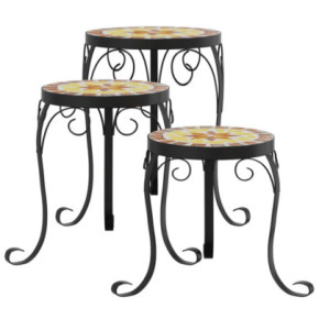 Suporturi Plante Ceramice - 3 Bucăți - Cărămiziu și Alb 2