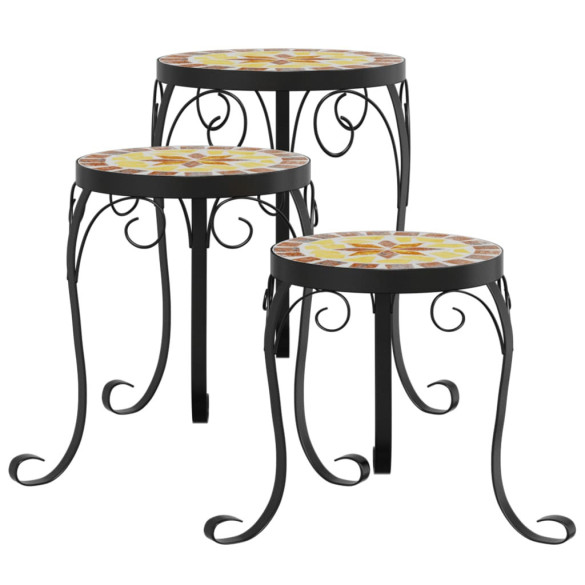 Suporturi Plante Ceramice - 3 Bucăți - Cărămiziu și Alb