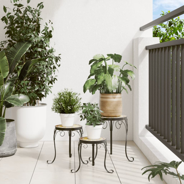 Suporturi Plante Ceramice - 3 Bucăți - Cărămiziu și Alb