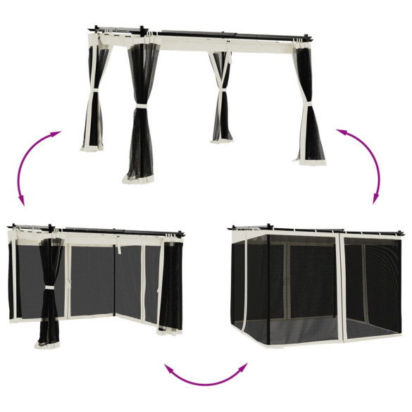 Foișor cu Plasă Crem 3x3 m - Oțel Rezistent | Livrare Gratuită