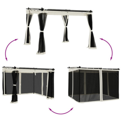 Foișor cu Plasă Crem 3x3 m - Oțel Rezistent | Livrare Gratuită