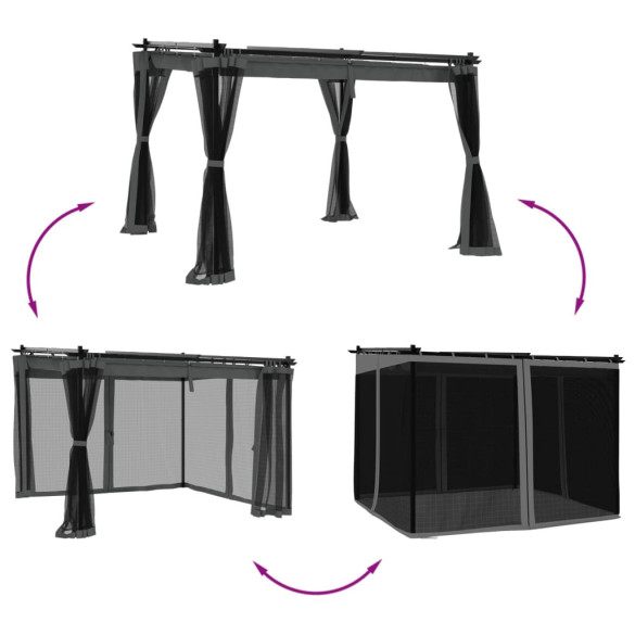 Foișor cu Plasă Antracit 3x3m - Oțel Rezistent | Livrare Gratuită