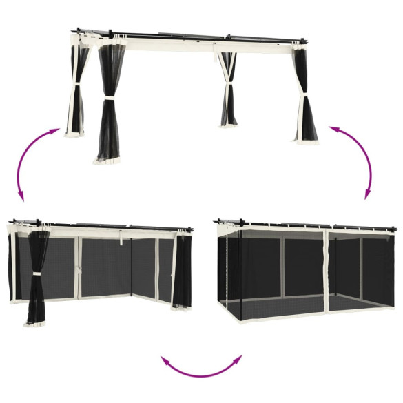 Foișor cu Plasă Crem 4x3m - Oțel Rezistent | Livrare Gratuită