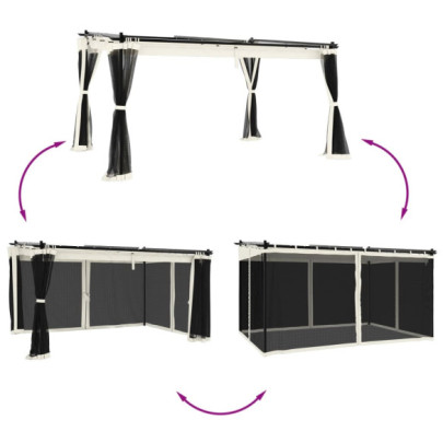 Foișor cu Plasă Crem 4x3m - Oțel Rezistent | Livrare Gratuită